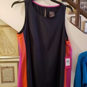 Vince Camuto Deep Navy Blue Dress with Pink and Orange Accents